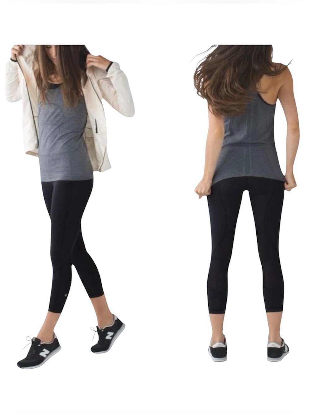 Lululemon Black Pace Rival Crop 22” Leggings SZ 2 Pockets Mesh Yoga Logo Capri